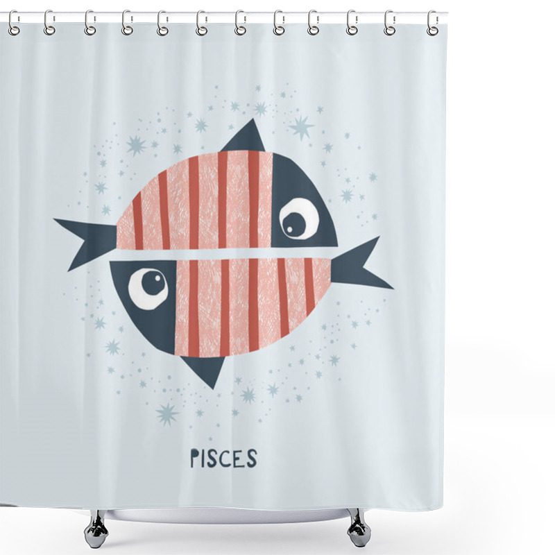 Personality  Pisces Zodiac Character Nursery Poster Shower Curtains