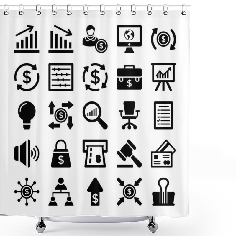 Personality  Banking And Finance Line Vector Icons 8 Shower Curtains