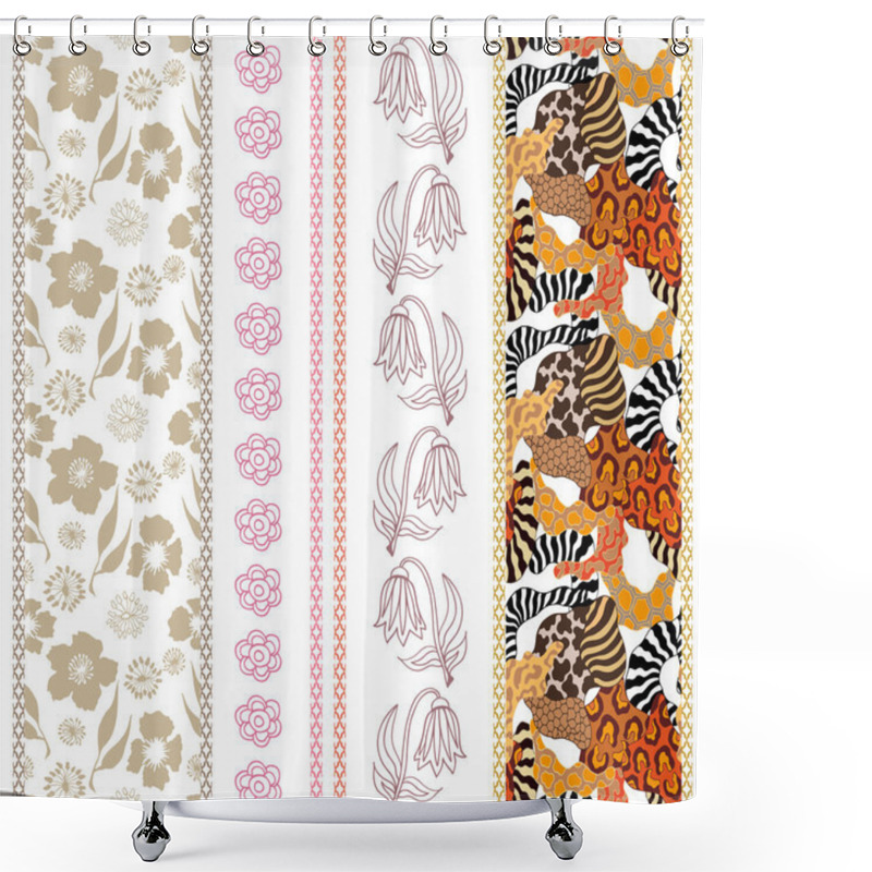 Personality  Set Of Art Deco Borders With Bohemian Motifs. Shower Curtains