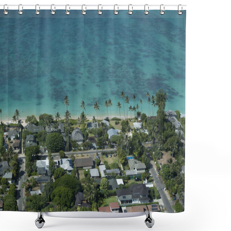 Personality  Aerial Drone View Of Lanikai Beach From Pill Box Mountain Hike Shower Curtains