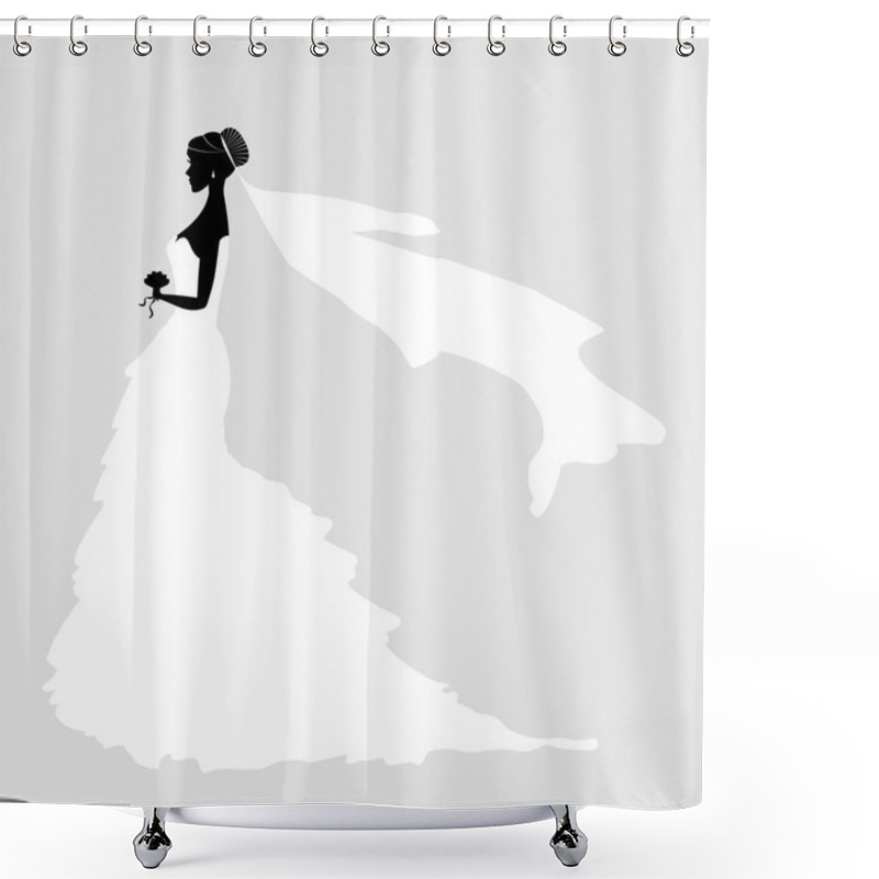 Personality  Bride Silhouette Wedding Shower Curtains