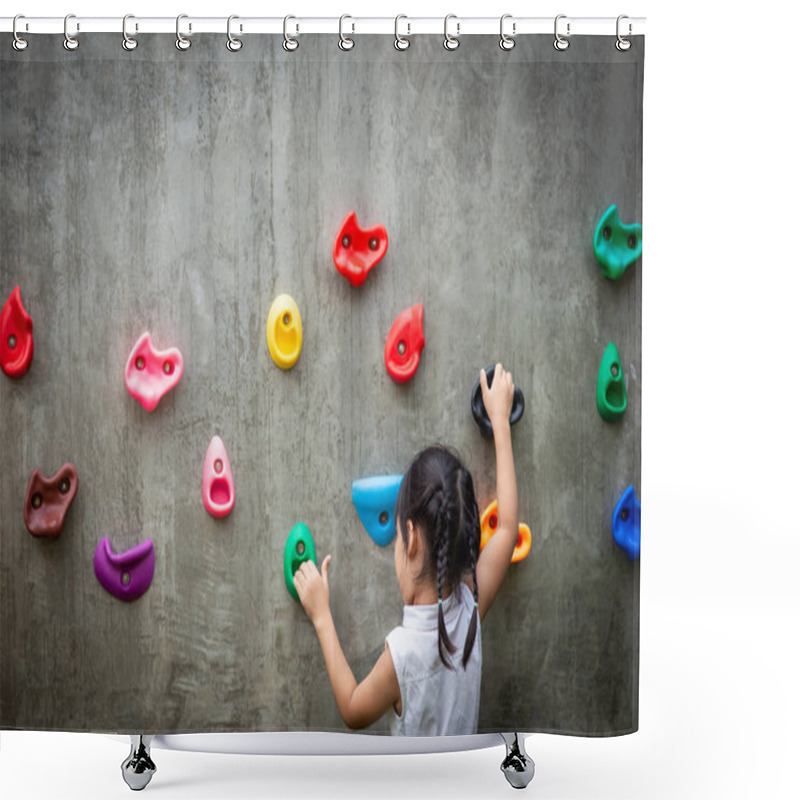 Personality  Little Girl Climbing A Rock Wall Shower Curtains