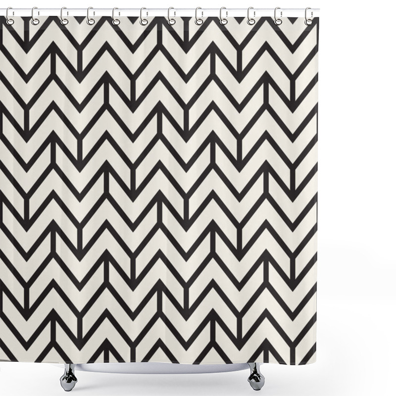 Personality  Vector Seamless Chevron ZigZag Diagonal Lines Geometric Pattern Shower Curtains