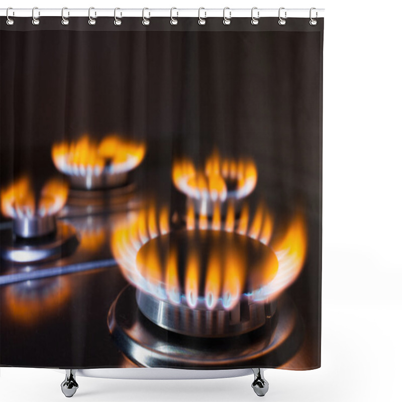 Personality  Orange Flame At Gas Stove Shower Curtains