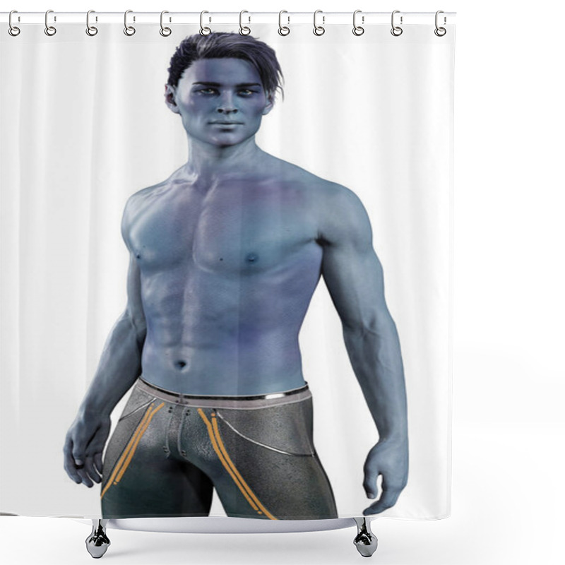 Personality  Rendering Handsome Alien Man Isolated Shower Curtains