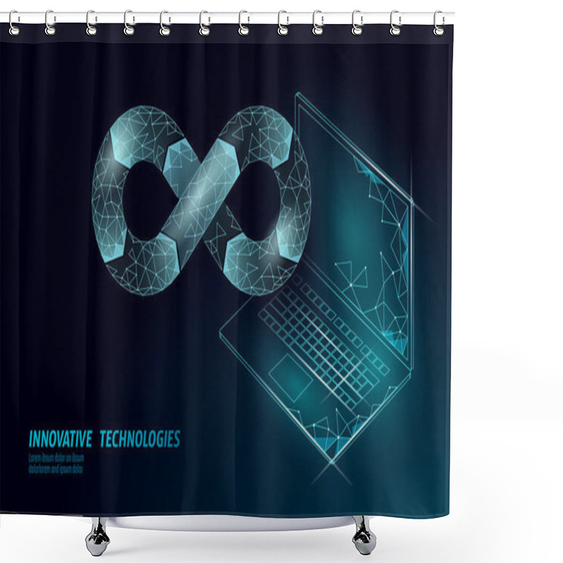 Personality  Devops Software Development Operations Infinity Symbol. Programmer Administration System Life Cycle Quality. Coding Building Testing Release Monitoring. Online Freelance Vector Illustration Shower Curtains