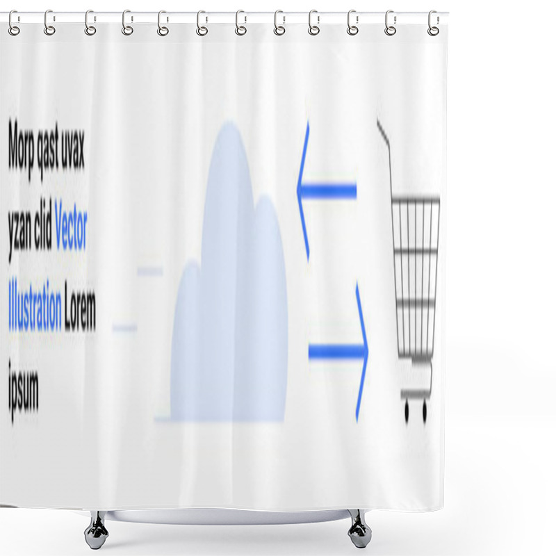 Personality  Cloud Icon Connected To A Shopping Cart With Double-sided Blue Arrows. Ideal For E-commerce Solutions, Cloud-based Services, Online Shopping, Data Synchronization, Retail Technology, Digital Shower Curtains