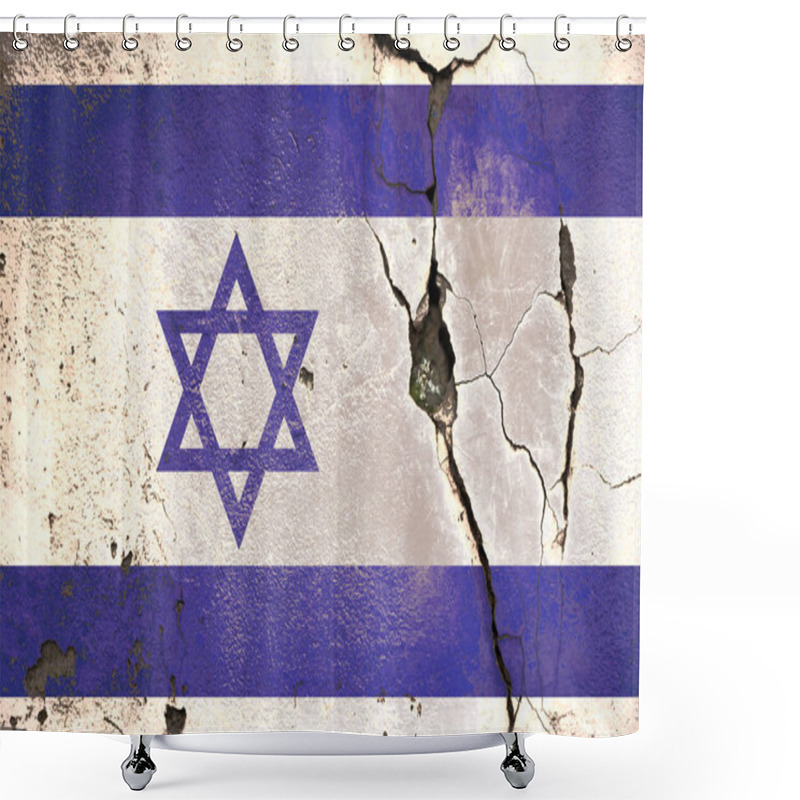 Personality  Flag Of Israel Painted On Old Cracked Wall Shower Curtains