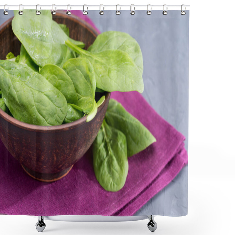 Personality  Fresh Spinach In Bowl Shower Curtains