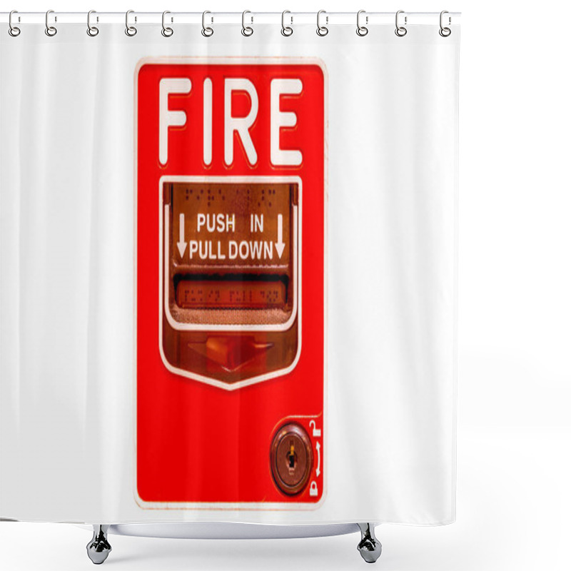 Personality  Fire Alarm Button On The Wall White Shower Curtains