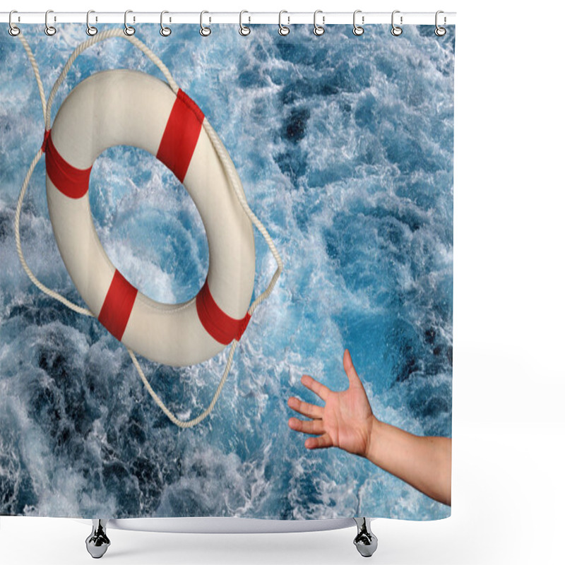 Personality  Hand Reaching For Lifering Shower Curtains