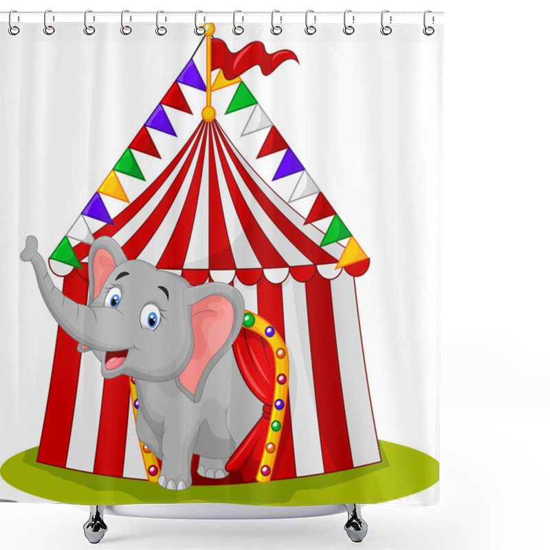 Personality  Happy Elephant In The Circus Tent Shower Curtains