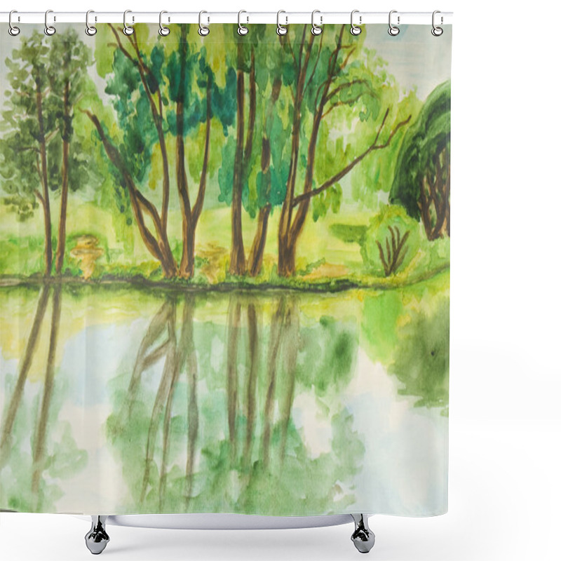 Personality  Summer Landscape, Painting Shower Curtains