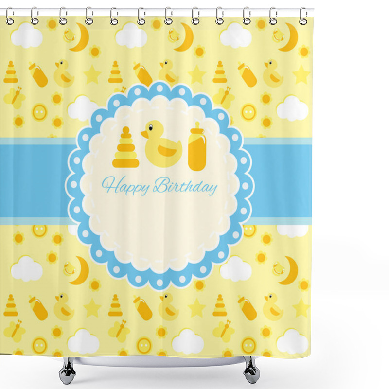 Personality  Vector Birthday Card Vector Illustration  Shower Curtains