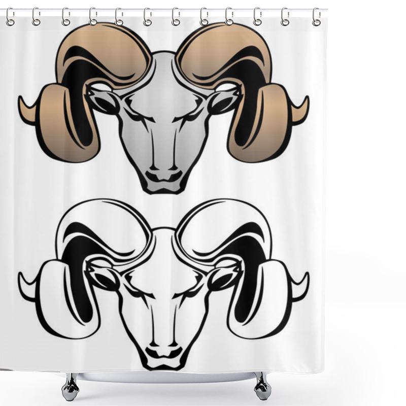 Personality  Ram Head Vector Graphic Illustration Shower Curtains