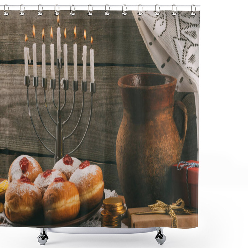 Personality  Traditional Hanukkah Celebration  Shower Curtains