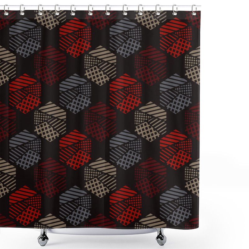 Personality  Seamless Abstract Geometric Pattern. The Shapes Of Hexagons. Texture Stripes, Checks, Dots. Textile Rapport. Shower Curtains