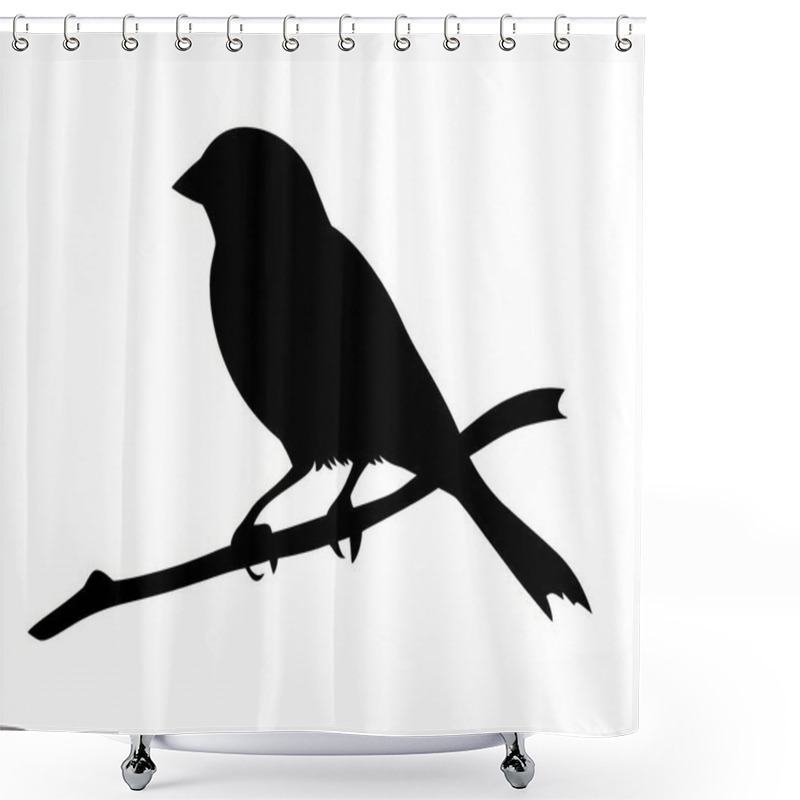 Personality  Silhouette Of A Small Bird Perched On A Branch, Conveying A Sense Of Tranquility And Nature. Shower Curtains