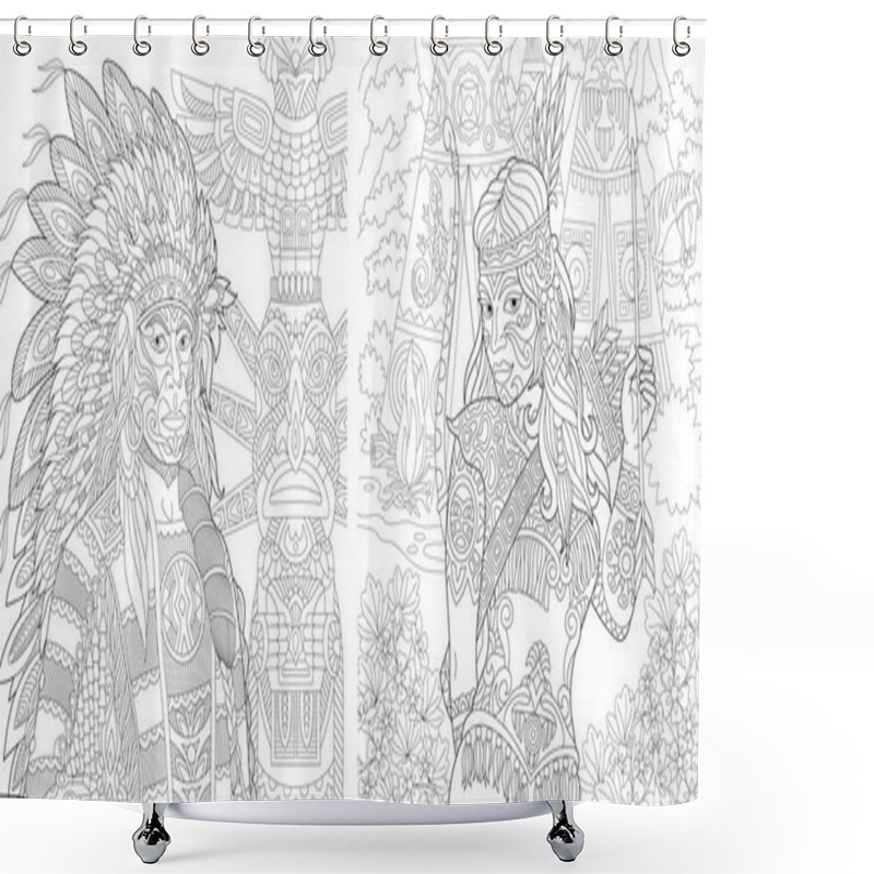 Personality  Zentangle Native American Indian People Shower Curtains