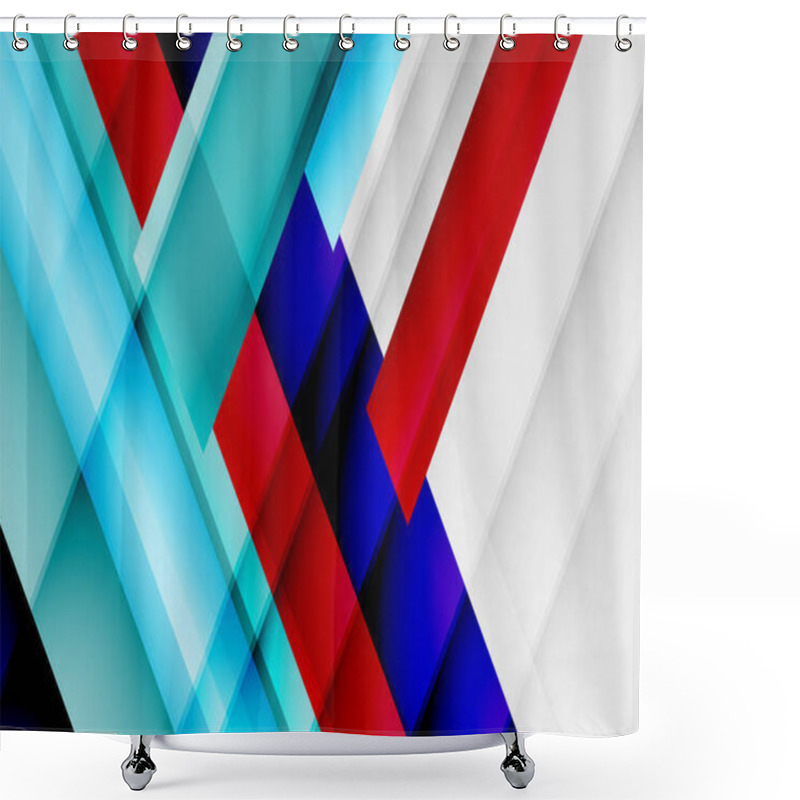 Personality  Geometric Abstract Backgrounds With Shadow Lines, Modern Forms, Rectangles, Squares And Fluid Gradients. Bright Colorful Stripes Cool Backdrops Shower Curtains