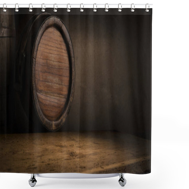 Personality  Old Wooden Barrel On A Brown Background Shower Curtains