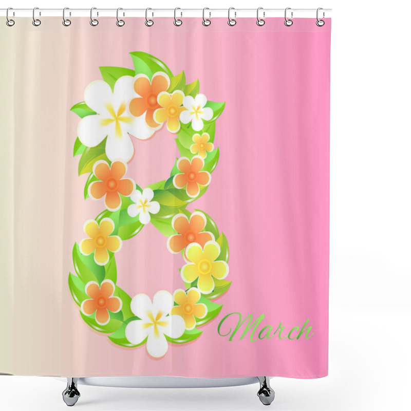 Personality  Womens Day Vector Greeting Card With Flowers Shower Curtains