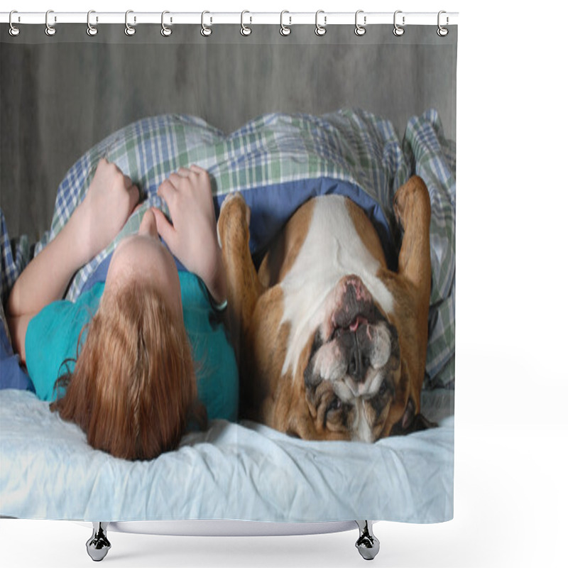 Personality  Dog In Bed Shower Curtains