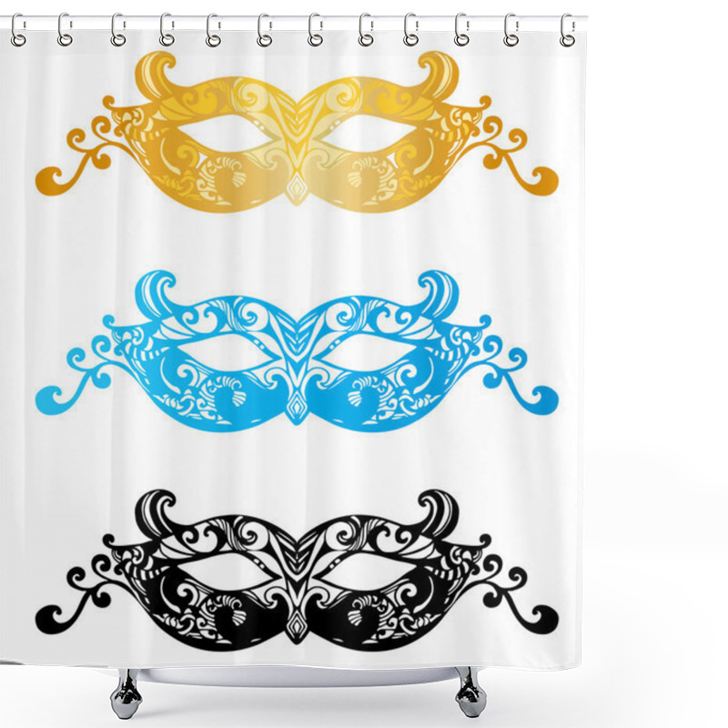 Personality  Fashion Carnival Mask Illustration Shower Curtains