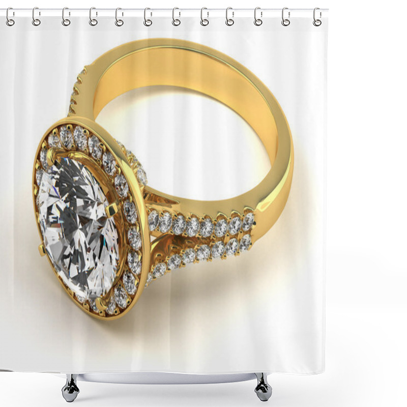 Personality  Diamond Ring On Black Shower Curtains