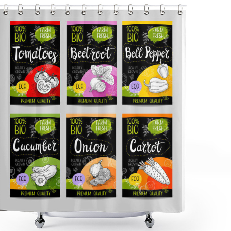 Personality  Set Of Hand Drawn Labels Food, Spices. Shower Curtains