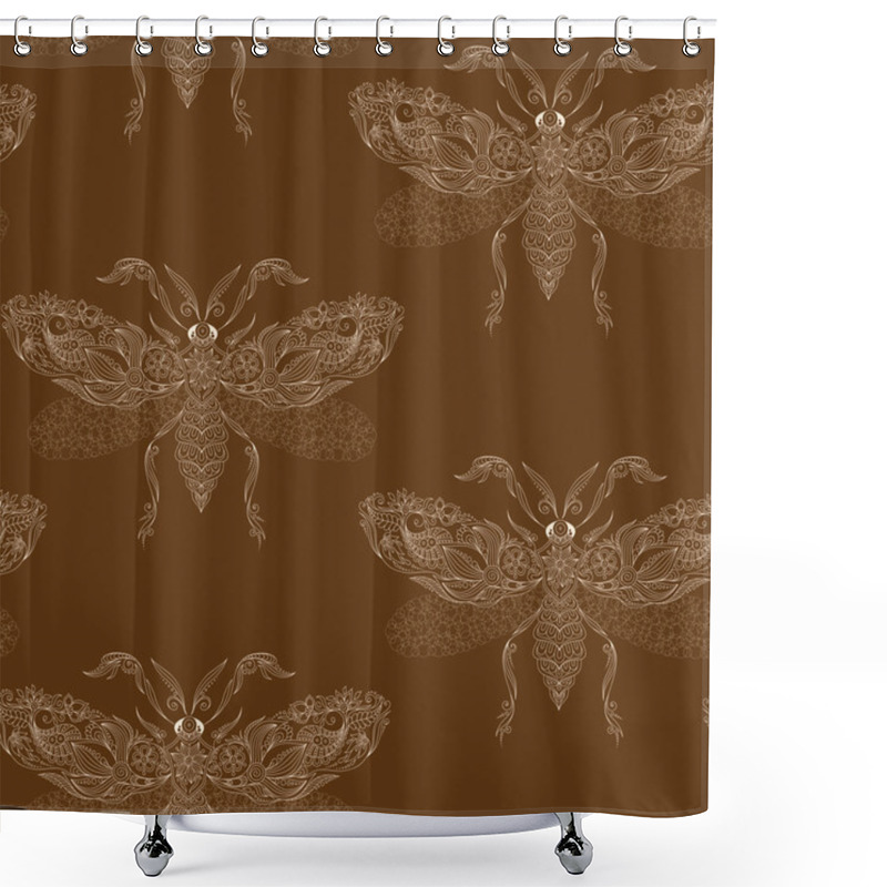 Personality  Night Creatures Seamless Pattern With Moths. Shower Curtains