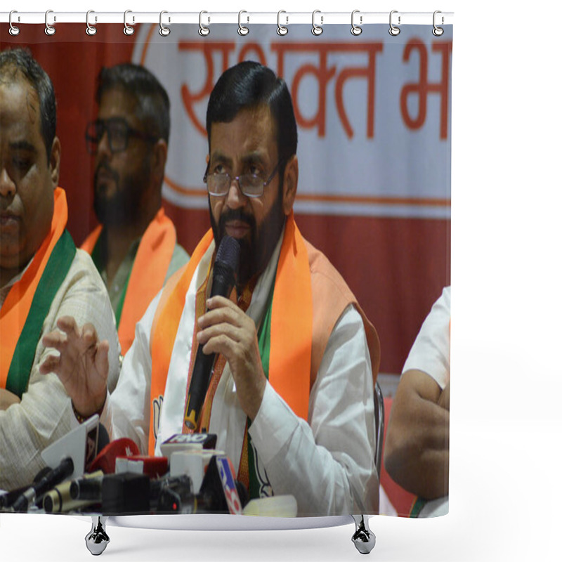 Personality  THANE INDIA NOVEMBER 12 2024 Haryana Chief Minister Nayab Singh Saini Criticizes Congress Party In Press Conference And Says Congress Is Campaigning With Lies At BJP Media Centre Photo By Praful Gangurde Hindustan Shower Curtains