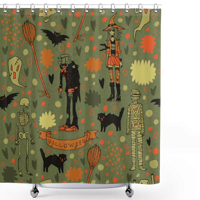 Personality  Halloween Spooky Background. Shower Curtains