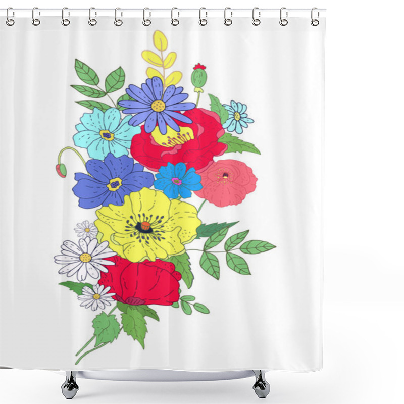 Personality  Hand Drawn Floral Bouquet. Vector Illustration. Shower Curtains