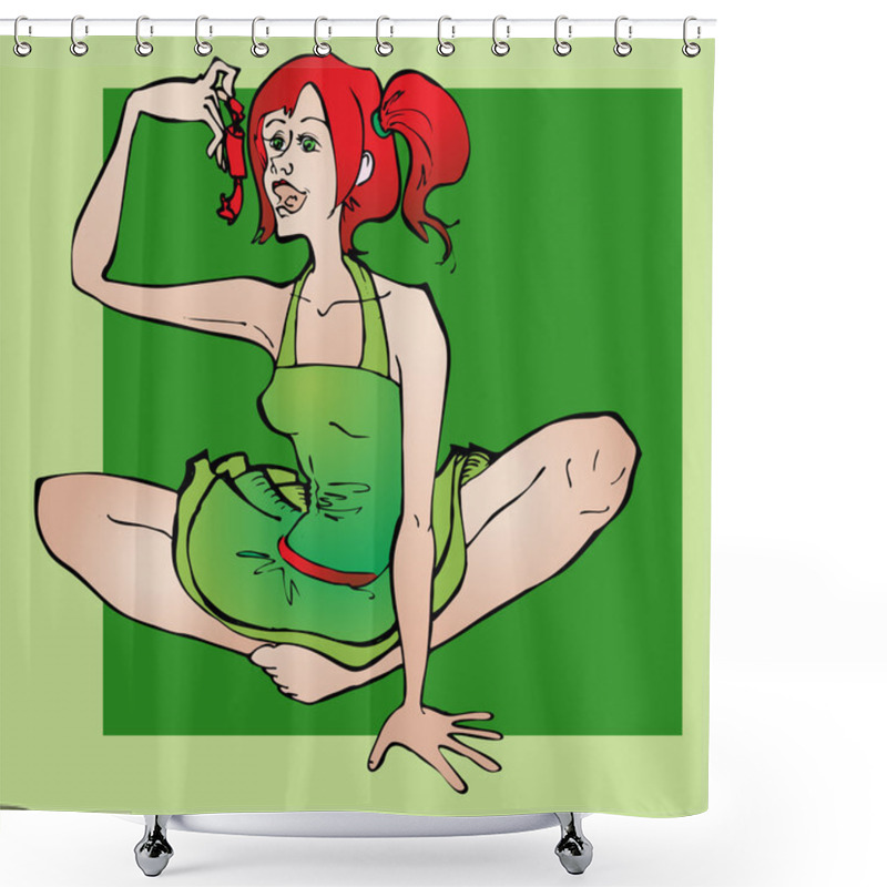 Personality  Girl With Candy. Vector Illustration. Shower Curtains