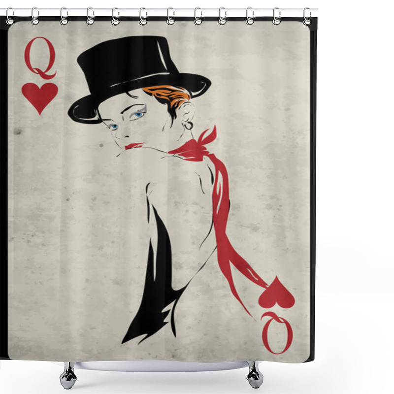 Personality  The Girl In Retro Style. Playing Card.  Shower Curtains