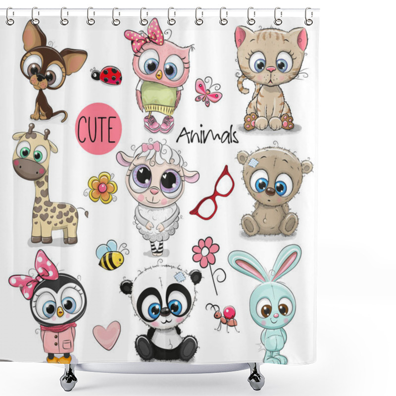 Personality  Set Of Cute Cartoon Animals Shower Curtains