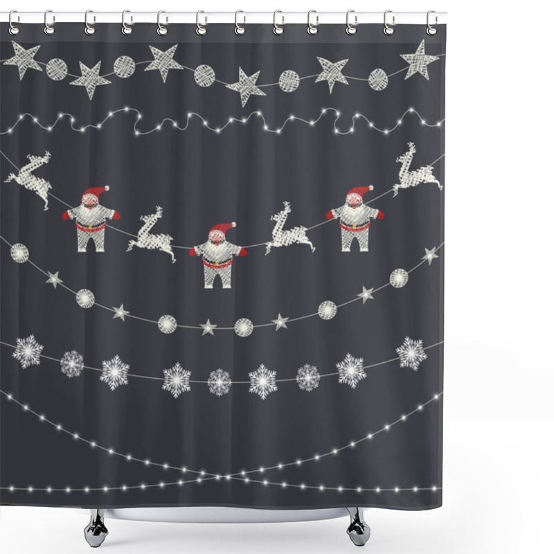 Personality  Set Of Christmas Decorations, Garland, Snowflakes, Holiday Appli Shower Curtains