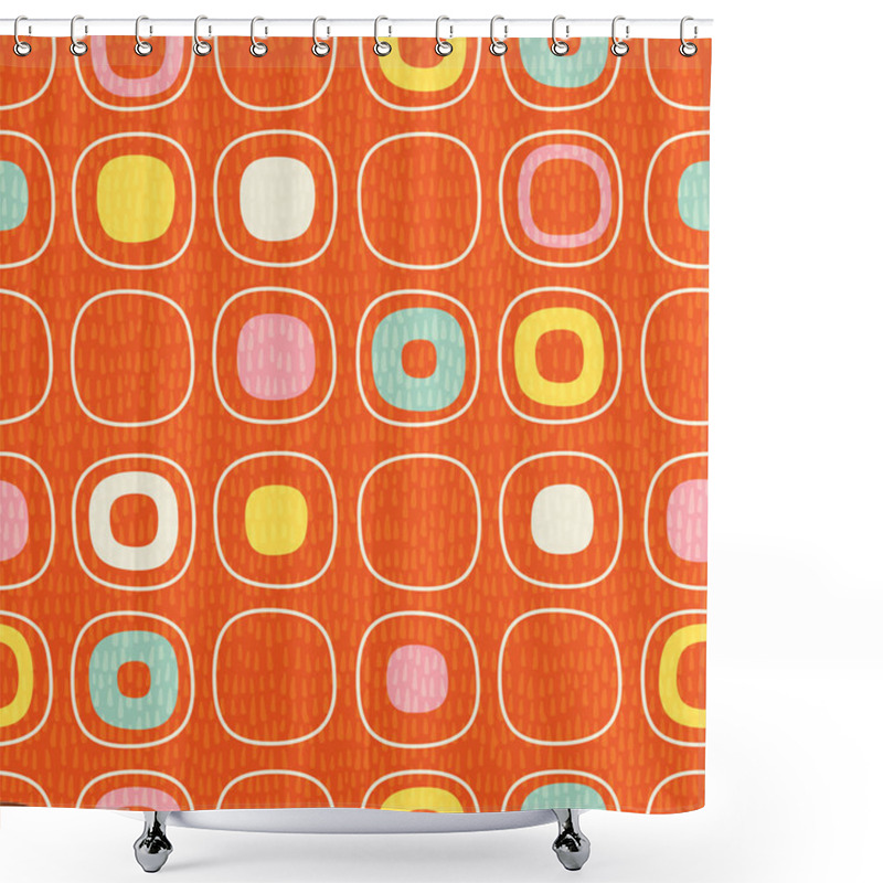 Personality  Abstract Seamless Pattern Of Rounded Squares With Random Details. Retro Style. Shower Curtains