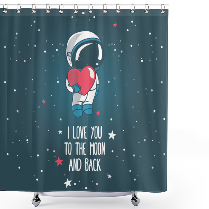 Personality  Cute Hand Drawn Astronaut With Heart Shower Curtains