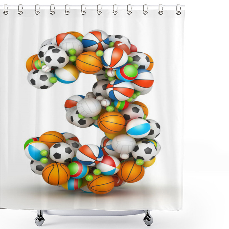 Personality  Number 3, Gaming Balls Alphabet Shower Curtains