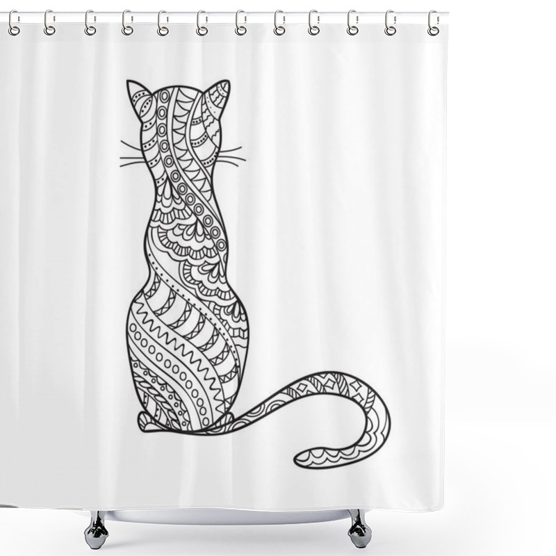 Personality  Hand Drawn Decorated Cartoon Cat Shower Curtains