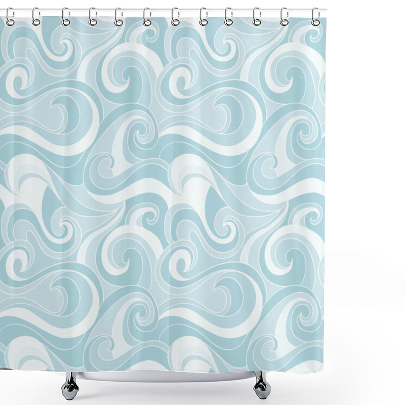 Personality  Seamless Sea Waves Beautiful Shower Curtains