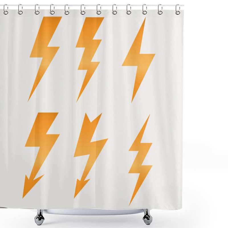 Personality  Lightning Icon Flat Design Long Shadows Vector Illustration Shower Curtains