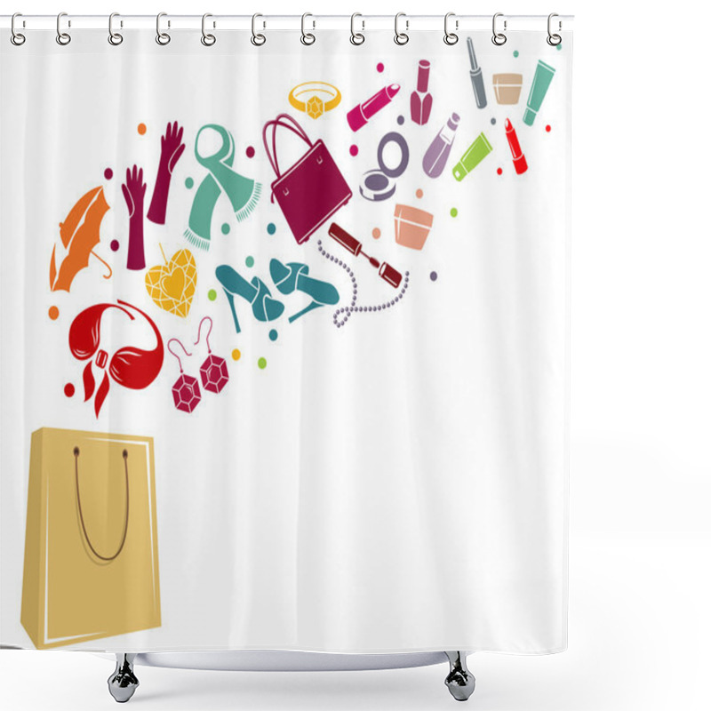 Personality  Different Woman's Things In Bag Shower Curtains