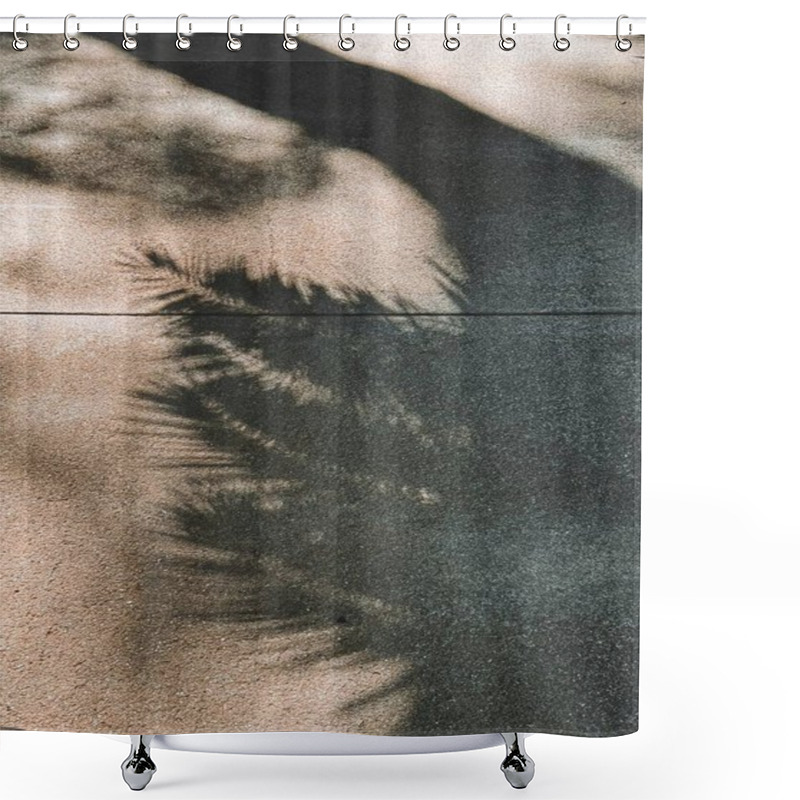 Personality  Shadows Of Palm Leaves Cast On A Textured Concrete Surface. Shower Curtains