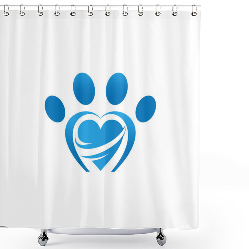 Personality  Dog Footprint Logo Vector With Heart Shower Curtains