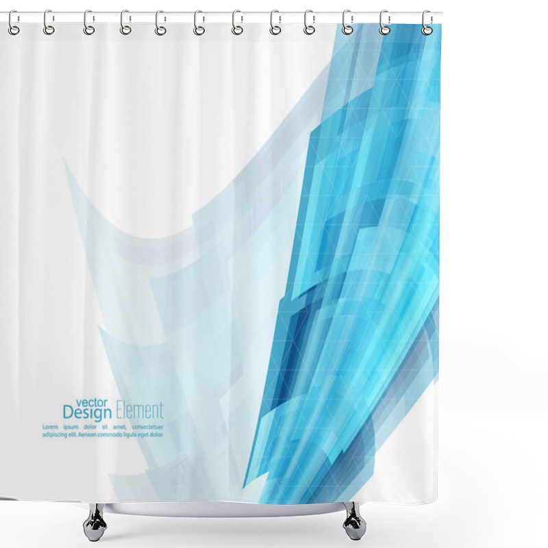 Personality  Abstract Background With Blue Curved Stripes Shower Curtains