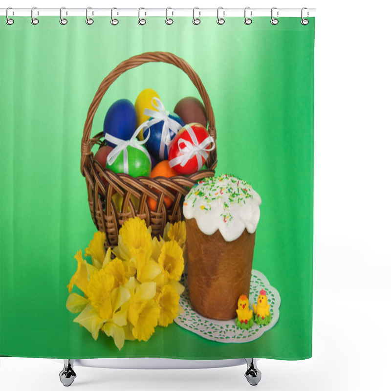 Personality  Easter Cake And Eggs Shower Curtains