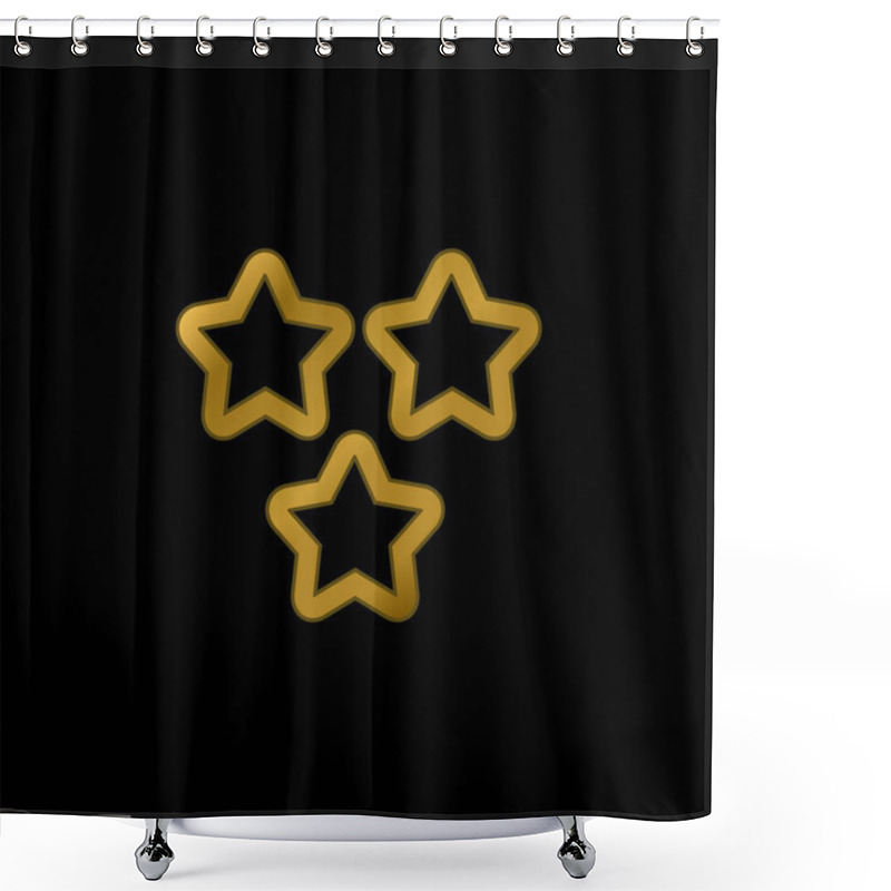 Personality  3 Stars Outlines Gold Plated Metalic Icon Or Logo Vector Shower Curtains